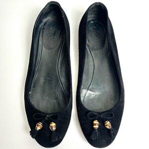 Gucci Bamboo Bow Classic Flats Black Suede EU 37.5 Shoes Ballet